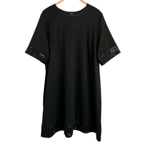 Mossimo Size 4X Dress Black Sequins Short Sleeve A-Line Knee-Length Scoop Neck - Picture 1 of 7
